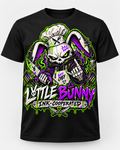 Little Bunny Ink-Cooperated Bad Chef skeleton bunny neon green and purple graphic t-shirt in black