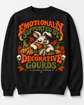 Emotionally Supported by Decorative Gourds angry bunny fall graphic crewneck sweatshirt in black
