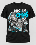 Mis En Chaos skeletal punk chef graphic t-shirt in black with cyan print